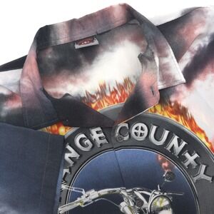Y2K Orange County Choppers OCC Men XL Button Up Motorcycle Hawaiian Biker Flames